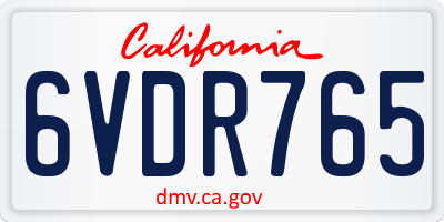 CA license plate 6VDR765