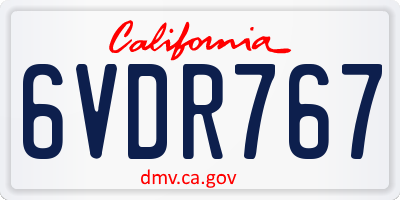 CA license plate 6VDR767
