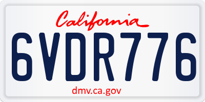 CA license plate 6VDR776