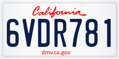 CA license plate 6VDR781