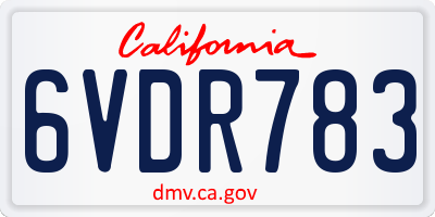 CA license plate 6VDR783