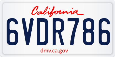 CA license plate 6VDR786