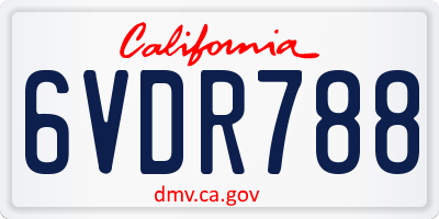 CA license plate 6VDR788