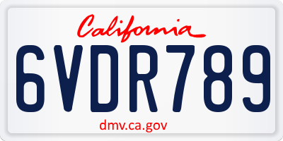 CA license plate 6VDR789