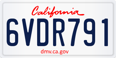CA license plate 6VDR791