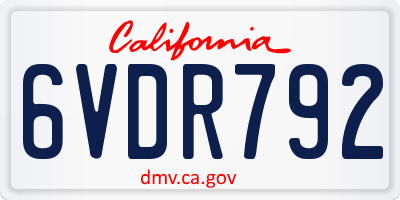 CA license plate 6VDR792