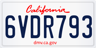 CA license plate 6VDR793