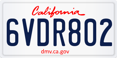 CA license plate 6VDR802