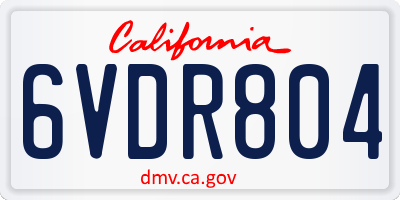CA license plate 6VDR804