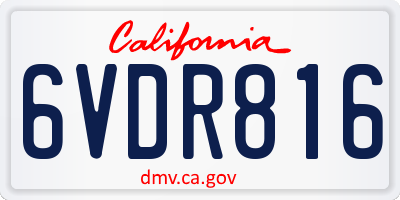 CA license plate 6VDR816