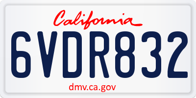CA license plate 6VDR832