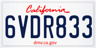 CA license plate 6VDR833