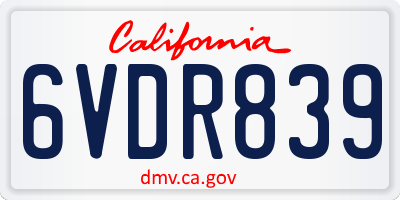 CA license plate 6VDR839