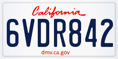 CA license plate 6VDR842