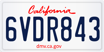 CA license plate 6VDR843