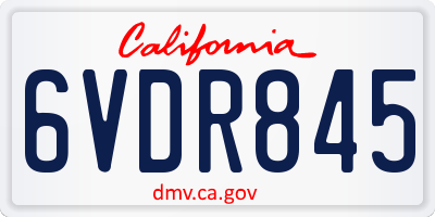 CA license plate 6VDR845