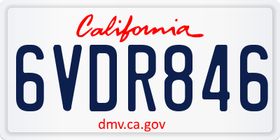 CA license plate 6VDR846