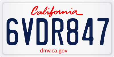 CA license plate 6VDR847