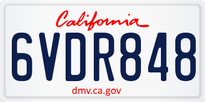 CA license plate 6VDR848