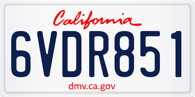 CA license plate 6VDR851
