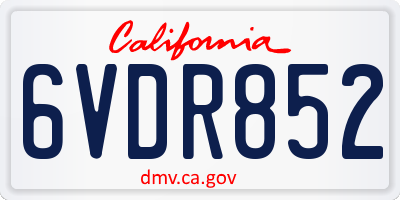 CA license plate 6VDR852