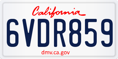 CA license plate 6VDR859