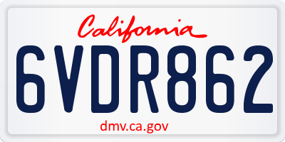 CA license plate 6VDR862
