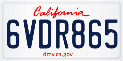 CA license plate 6VDR865