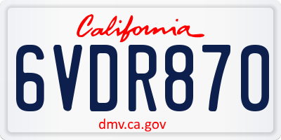 CA license plate 6VDR870