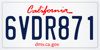 CA license plate 6VDR871