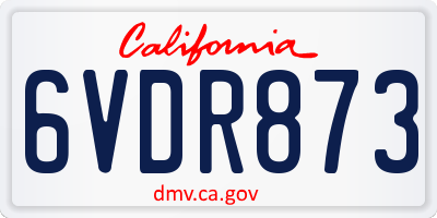 CA license plate 6VDR873
