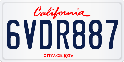 CA license plate 6VDR887