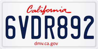 CA license plate 6VDR892