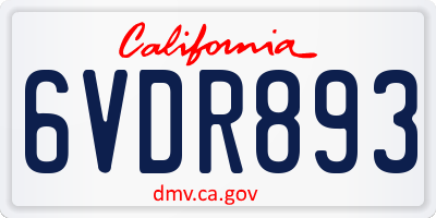 CA license plate 6VDR893