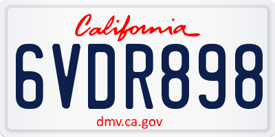 CA license plate 6VDR898