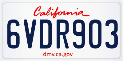 CA license plate 6VDR903