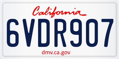 CA license plate 6VDR907