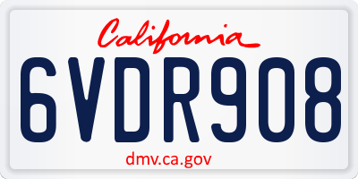 CA license plate 6VDR908