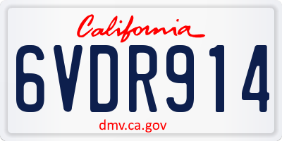 CA license plate 6VDR914