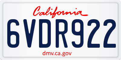CA license plate 6VDR922