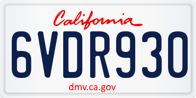 CA license plate 6VDR930