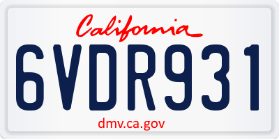 CA license plate 6VDR931