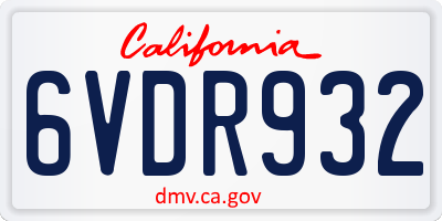 CA license plate 6VDR932