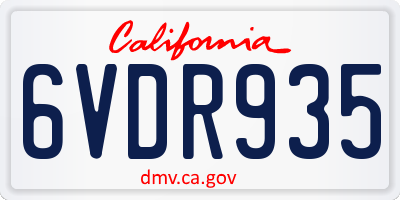 CA license plate 6VDR935