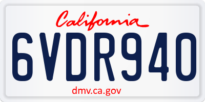 CA license plate 6VDR940