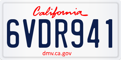 CA license plate 6VDR941