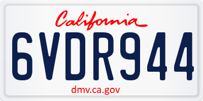 CA license plate 6VDR944
