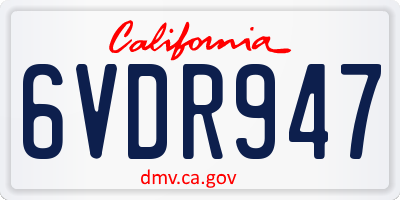CA license plate 6VDR947