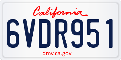 CA license plate 6VDR951