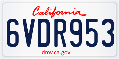 CA license plate 6VDR953
